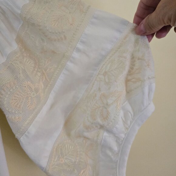 Free People NWT Rock With It Embroidered Knit Blouse Ivory Puff Sleeve Size S - Picture 7 of 11